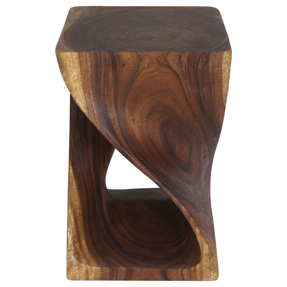 Selorin Wide Twisted End Table 15 x 15 x 23 in H Walnut