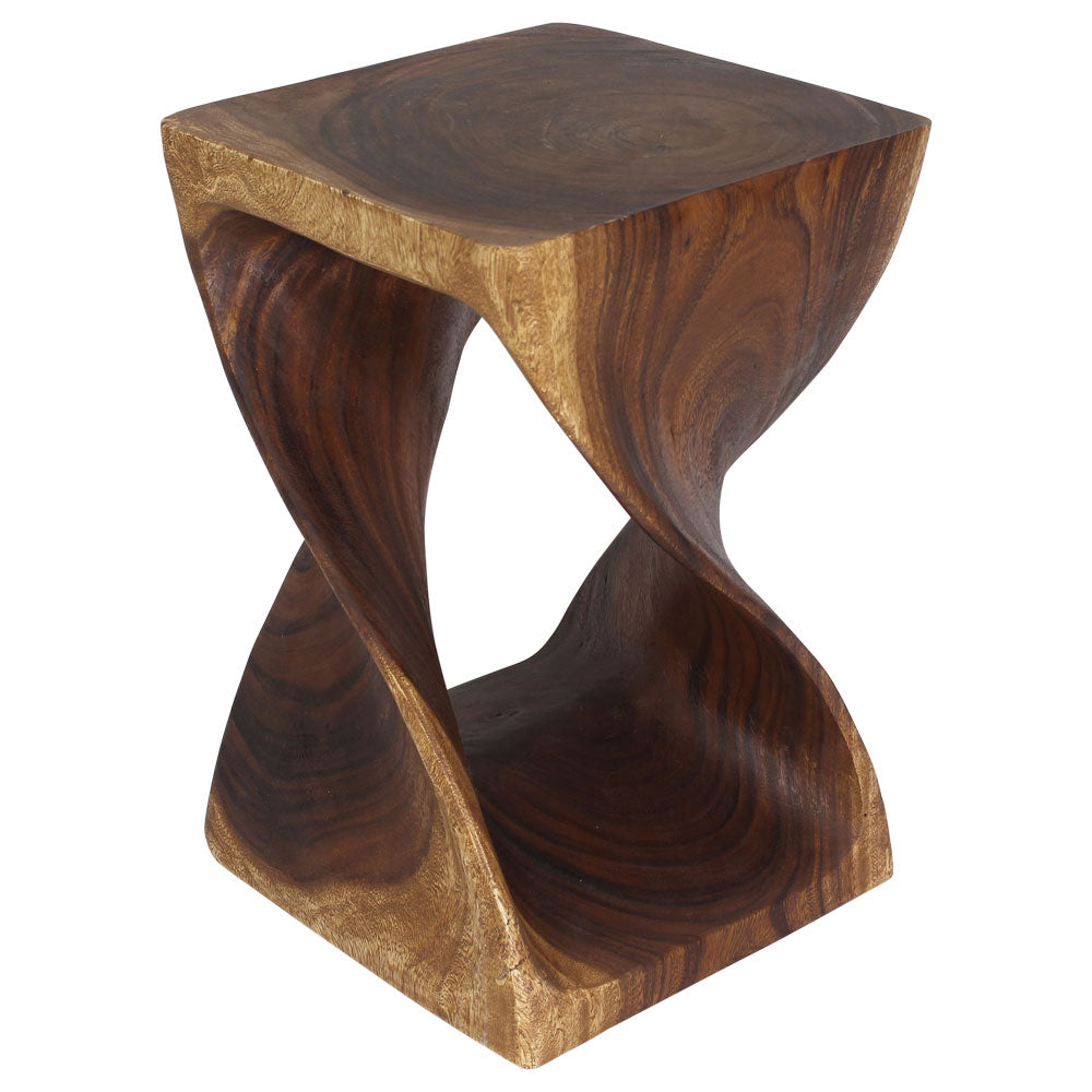 Selorin Wide Twisted End Table 15 x 15 x 23 in H Walnut