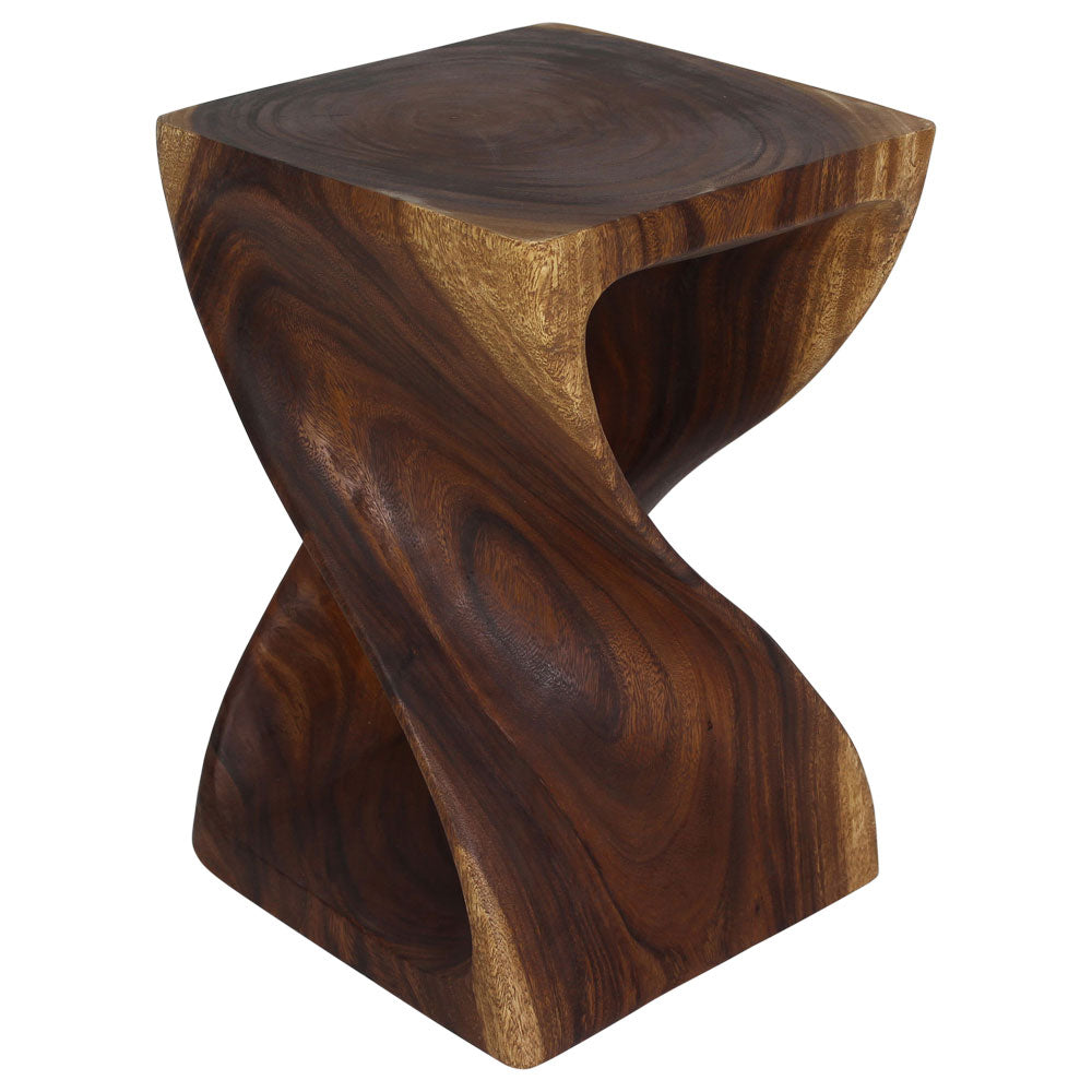 Selorin Wide Twisted End Table 15 x 15 x 23 in H Walnut