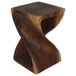 Selorin Wide Twisted End Table 15 x 15 x 23 in H Walnut
