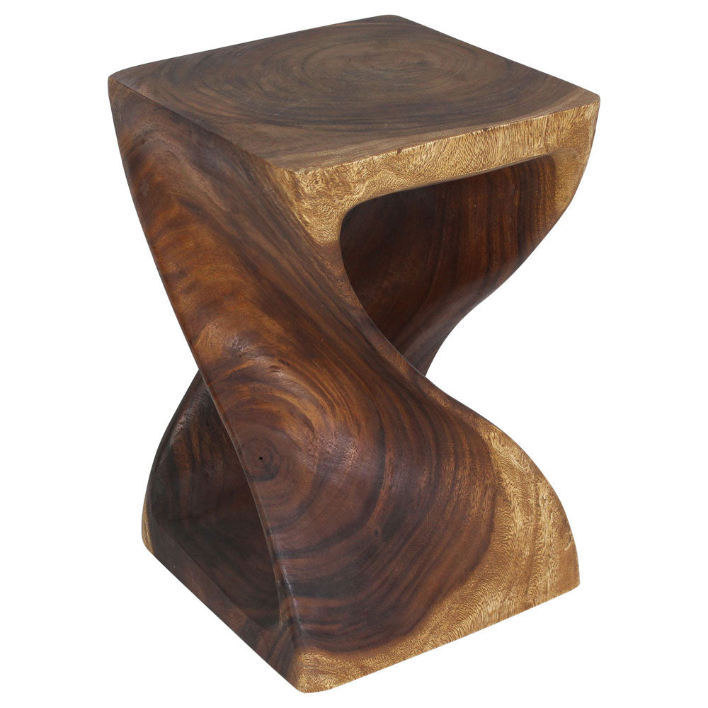 Selorin Wide Twisted End Table 15 x 15 x 23 in H Walnut