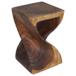 Selorin Wide Twisted End Table 15 x 15 x 23 in H Walnut