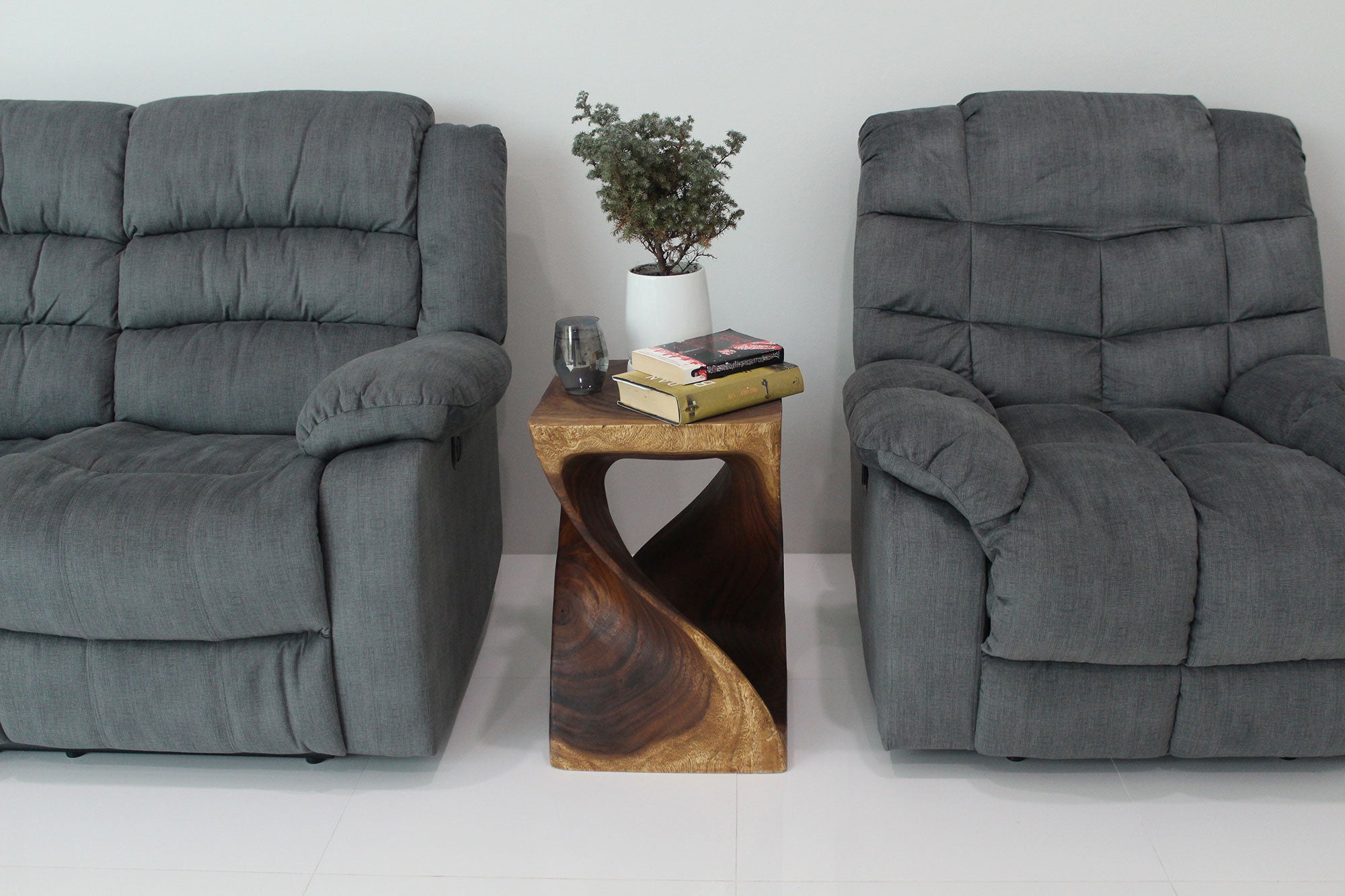 Selorin Wide Twisted End Table 15 x 15 x 23 in H Walnut