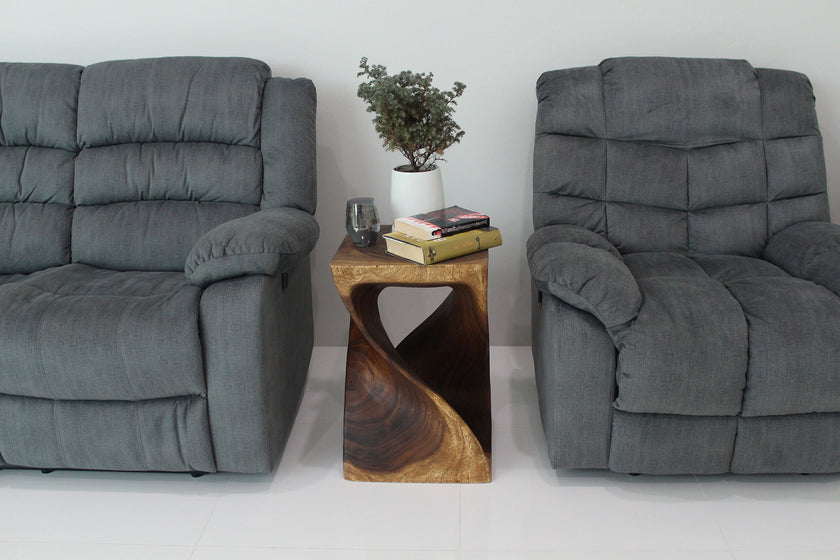 Selorin Wide Twisted End Table 15 x 15 x 23 in H Walnut