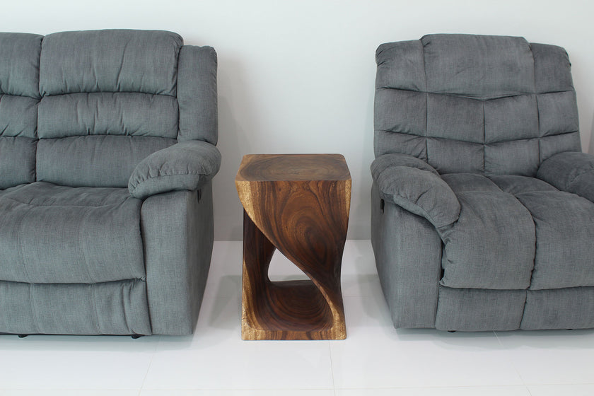 Selorin Wide Twisted End Table 15 x 15 x 23 in H Walnut