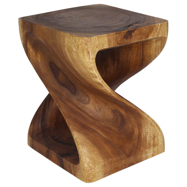 The Selorin Wide Twisted Solid Wood End Table 18 x 18 x 23 in H Walnut