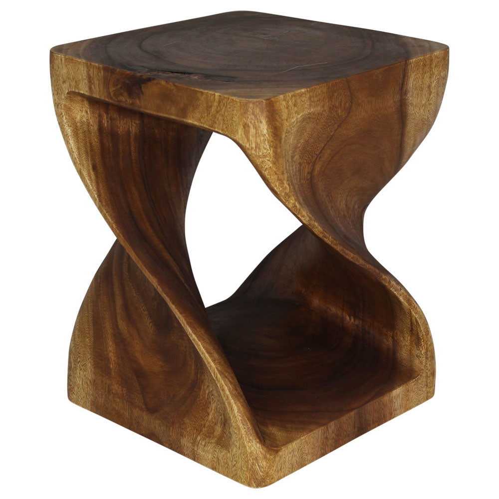 Selorin Wide Twisted End Table 18 x 18 x 23 in H Walnut
