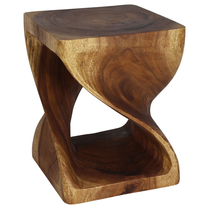 Selorin Wide Twisted End Table 18 x 18 x 23 in H Walnut