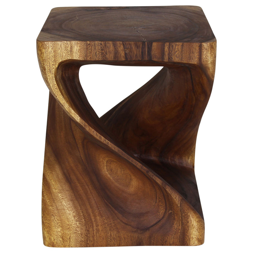 Selorin Wide Twisted End Table 18 x 18 x 23 in H Walnut
