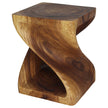 Selorin Wide Twisted End Table 18 x 18 x 23 in H Walnut