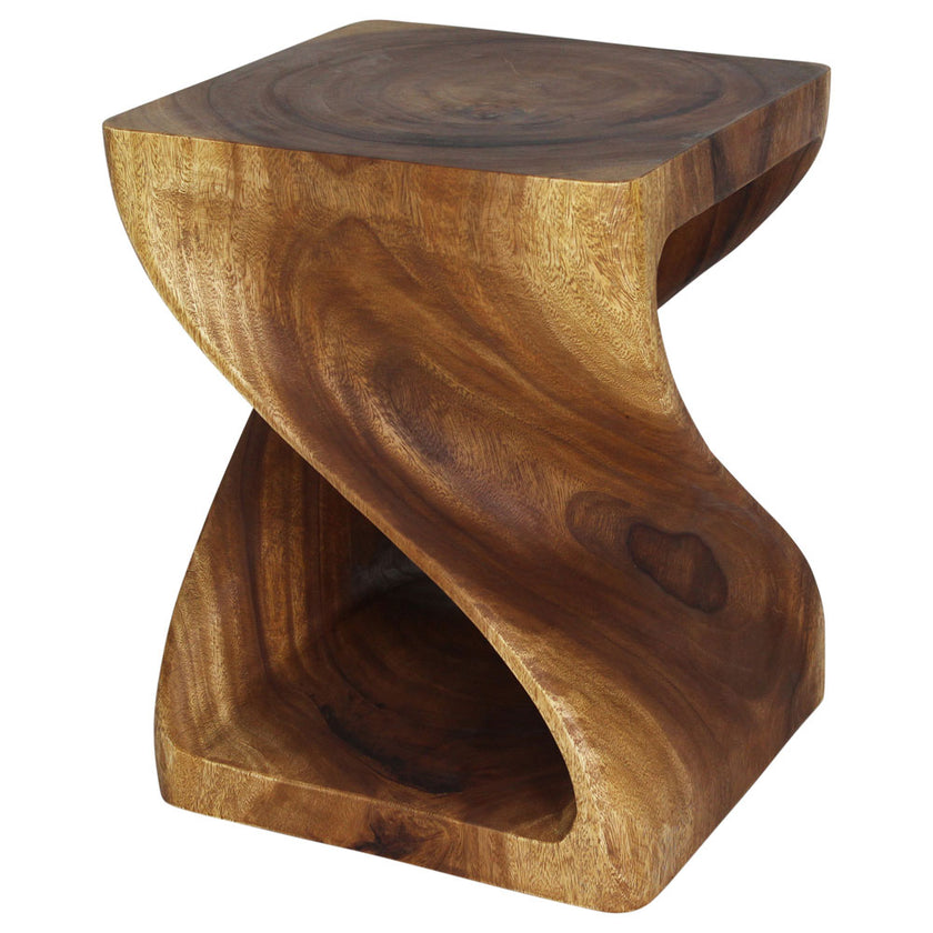 Selorin Wide Twisted End Table 18 x 18 x 23 in H Walnut