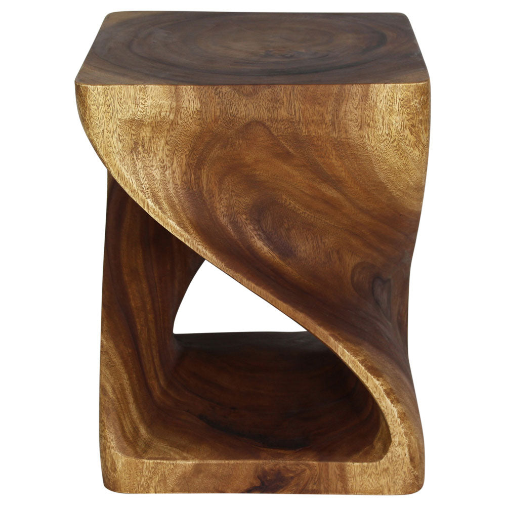 Selorin Wide Twisted End Table 18 x 18 x 23 in H Walnut