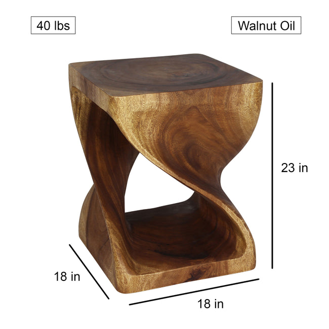 Selorin Wide Twisted End Table 18 x 18 x 23 in H Walnut