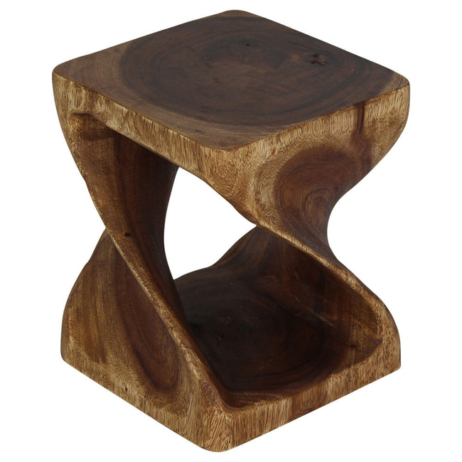 The Luma Square Twisted Solid Wood End Table 10 in SQ x 12 in H Walnut