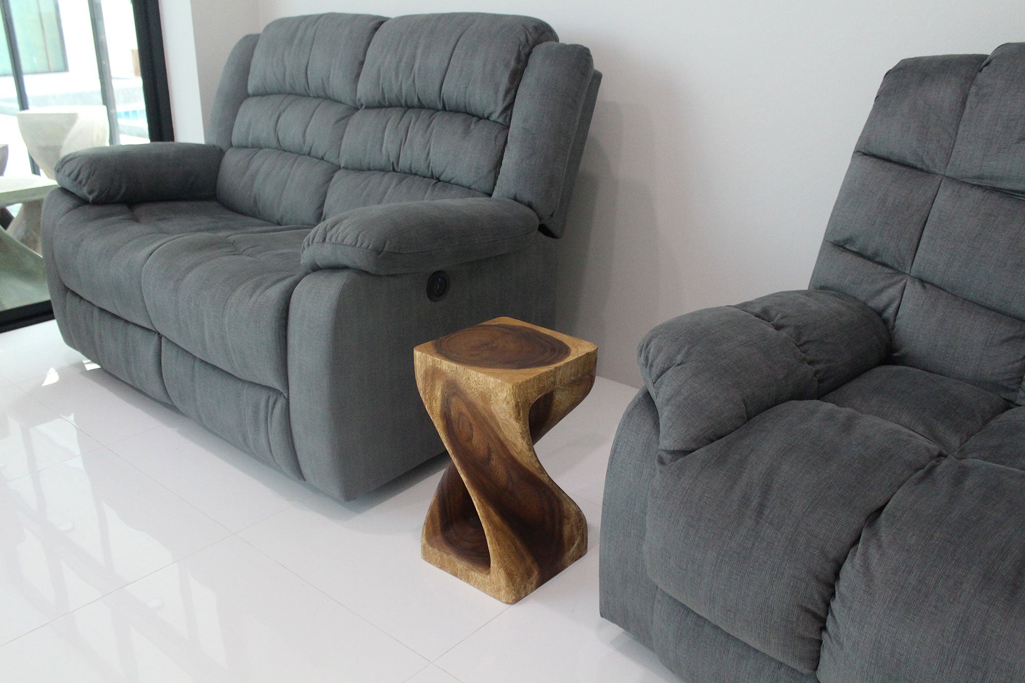 Luma Square Twisted End Table 10 in SQ x 18 in H Walnut