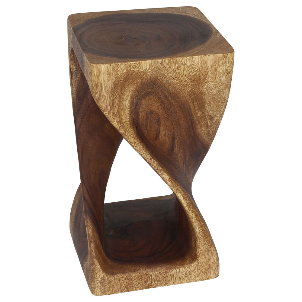 Luma Square Twisted End Table 10 in SQ x 18 in H Walnut