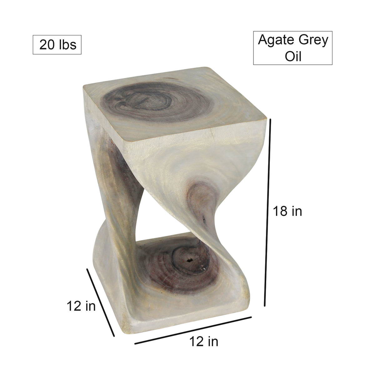 The Luma Square Twist End Table 12 in Sq