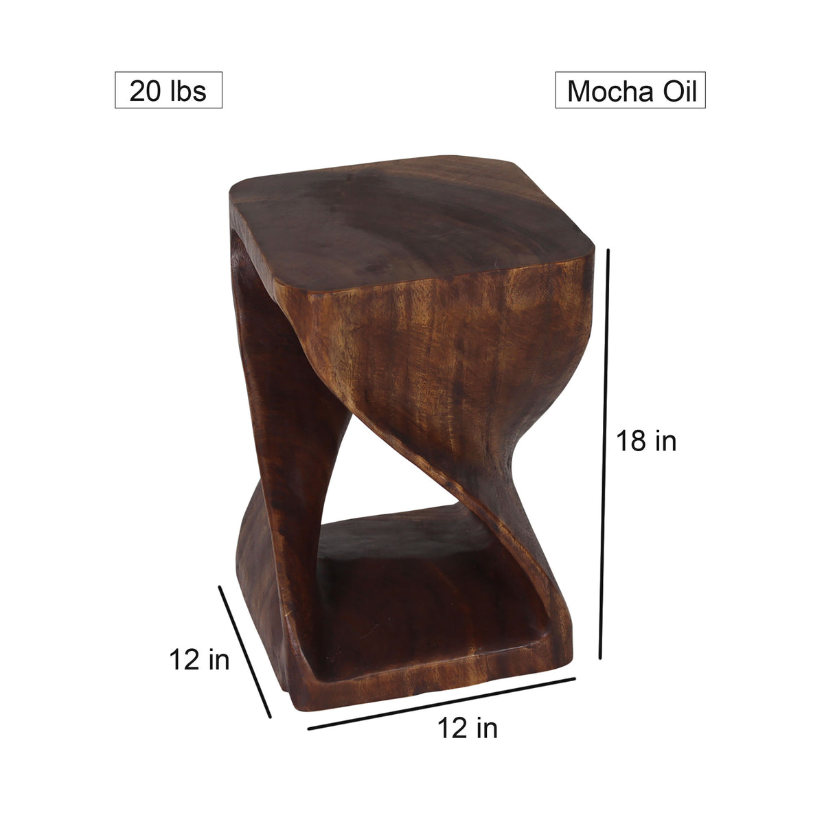 The Luma Square Twist End Table 12 in Sq