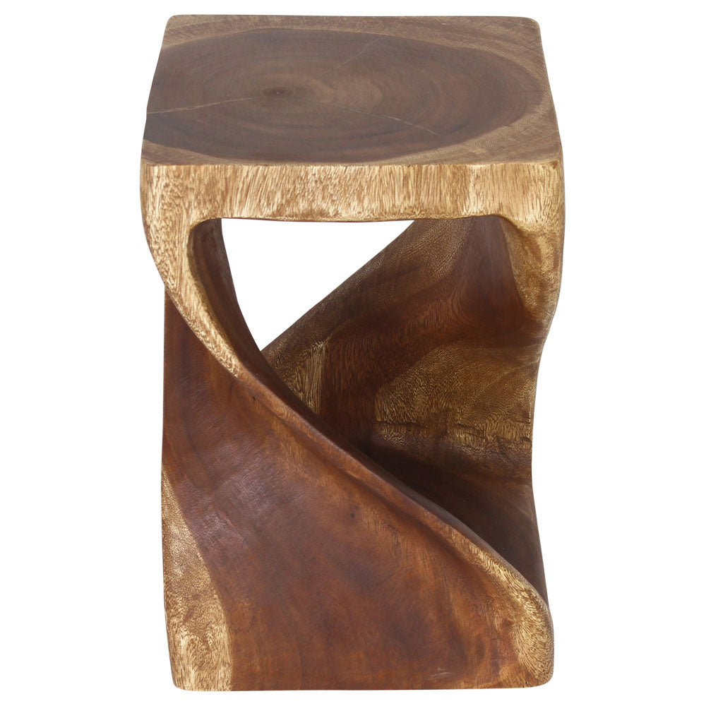Luma Square Twisted End Table 12 in SQ x 18 in H Walnut
