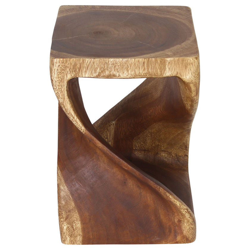 Luma Square Twisted End Table 12 in SQ x 18 in H Walnut