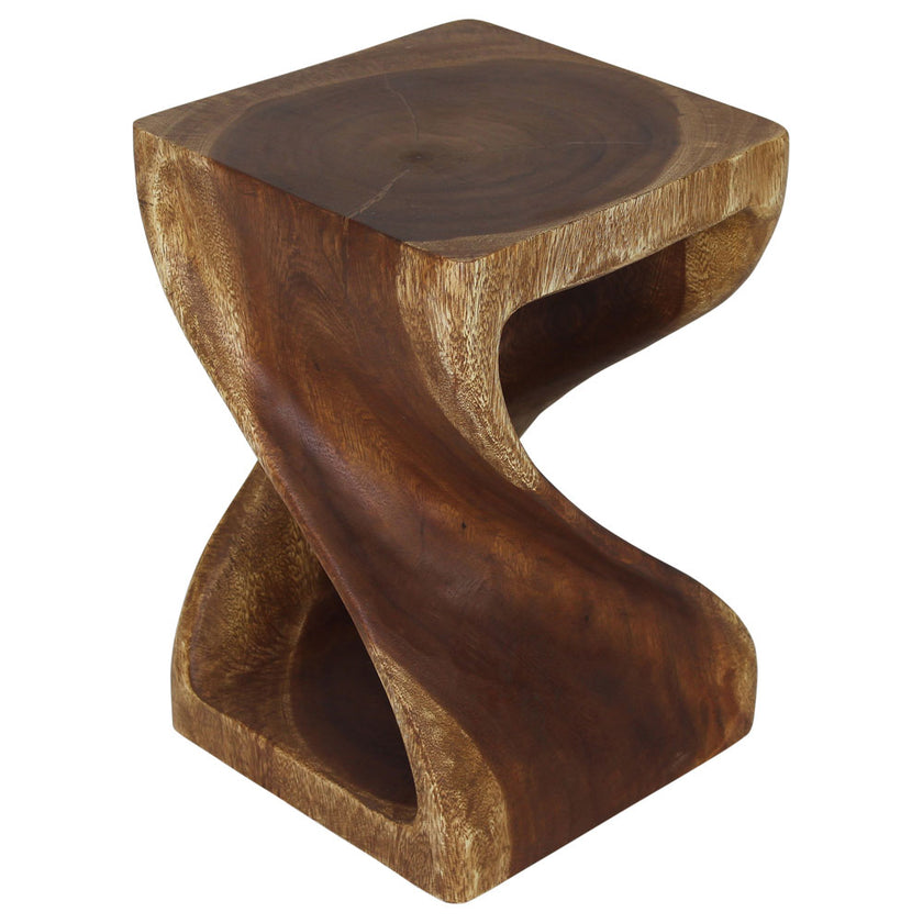 Luma Square Twisted End Table 12 in SQ x 18 in H Walnut