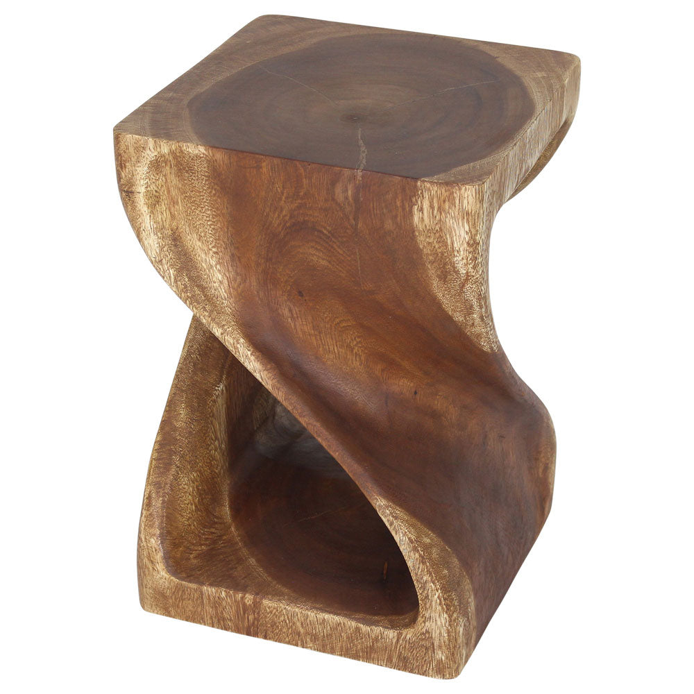 Luma Square Twisted End Table 12 in SQ x 18 in H Walnut