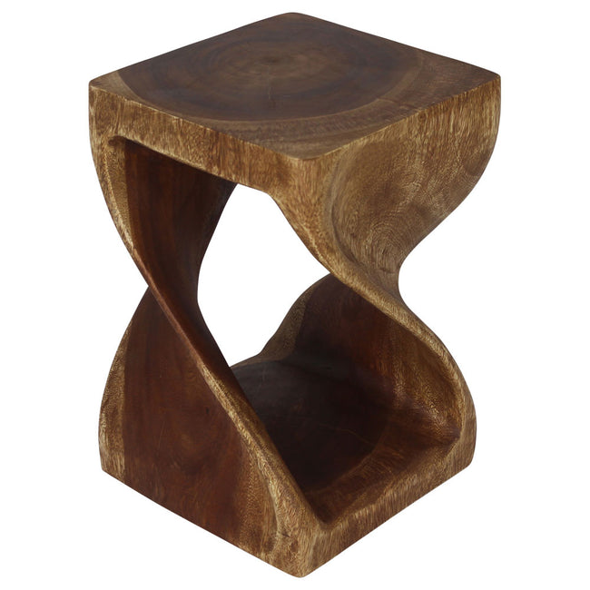 Luma Square Twisted End Table 12 in SQ x 18 in H Walnut