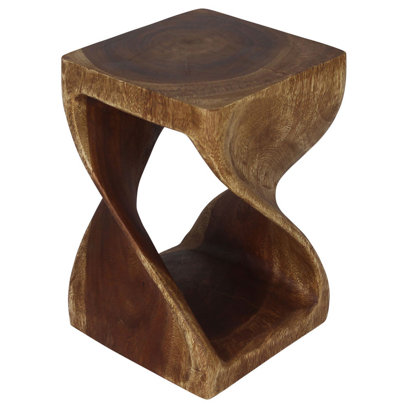 Luma Square Twisted End Table 12 in SQ x 18 in H Walnut