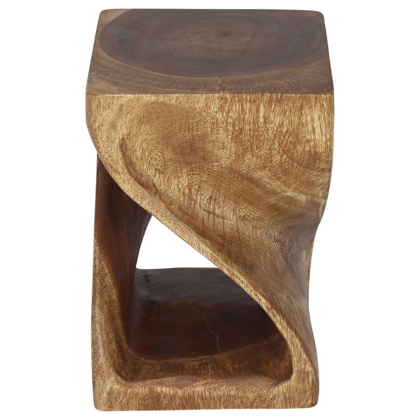 Luma Square Twisted End Table 12 in SQ x 18 in H Walnut