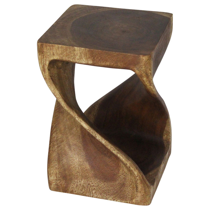 Luma Square Twisted End Table 12 in SQ x 18 in H Walnut