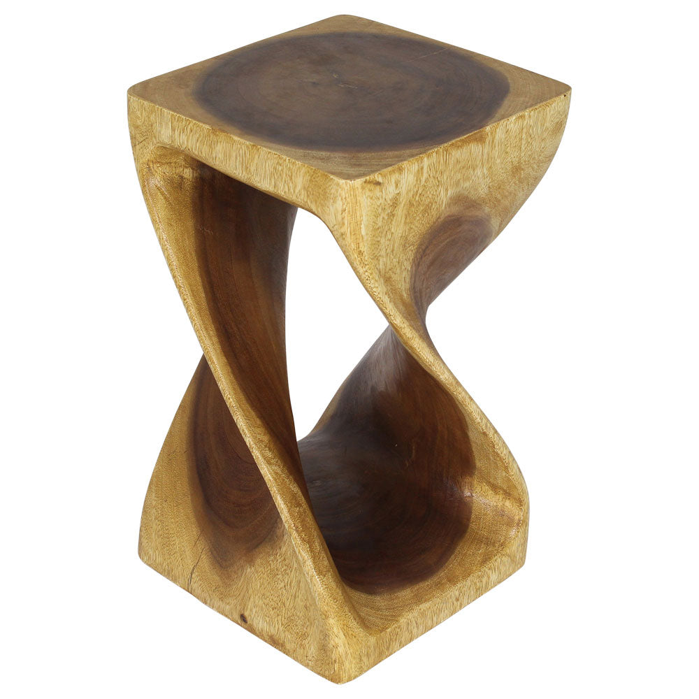 Luma Square Twisted End Table 12 in SQ x 20 in H Oak