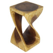 Luma Square Twisted End Table 12 in SQ x 20 in H Oak