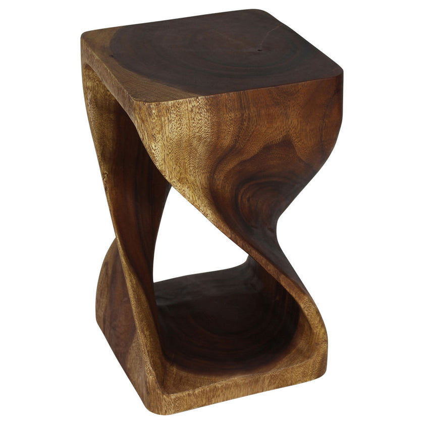 Luma Square Twisted End Table 12 in SQ x 20 in H Walnut