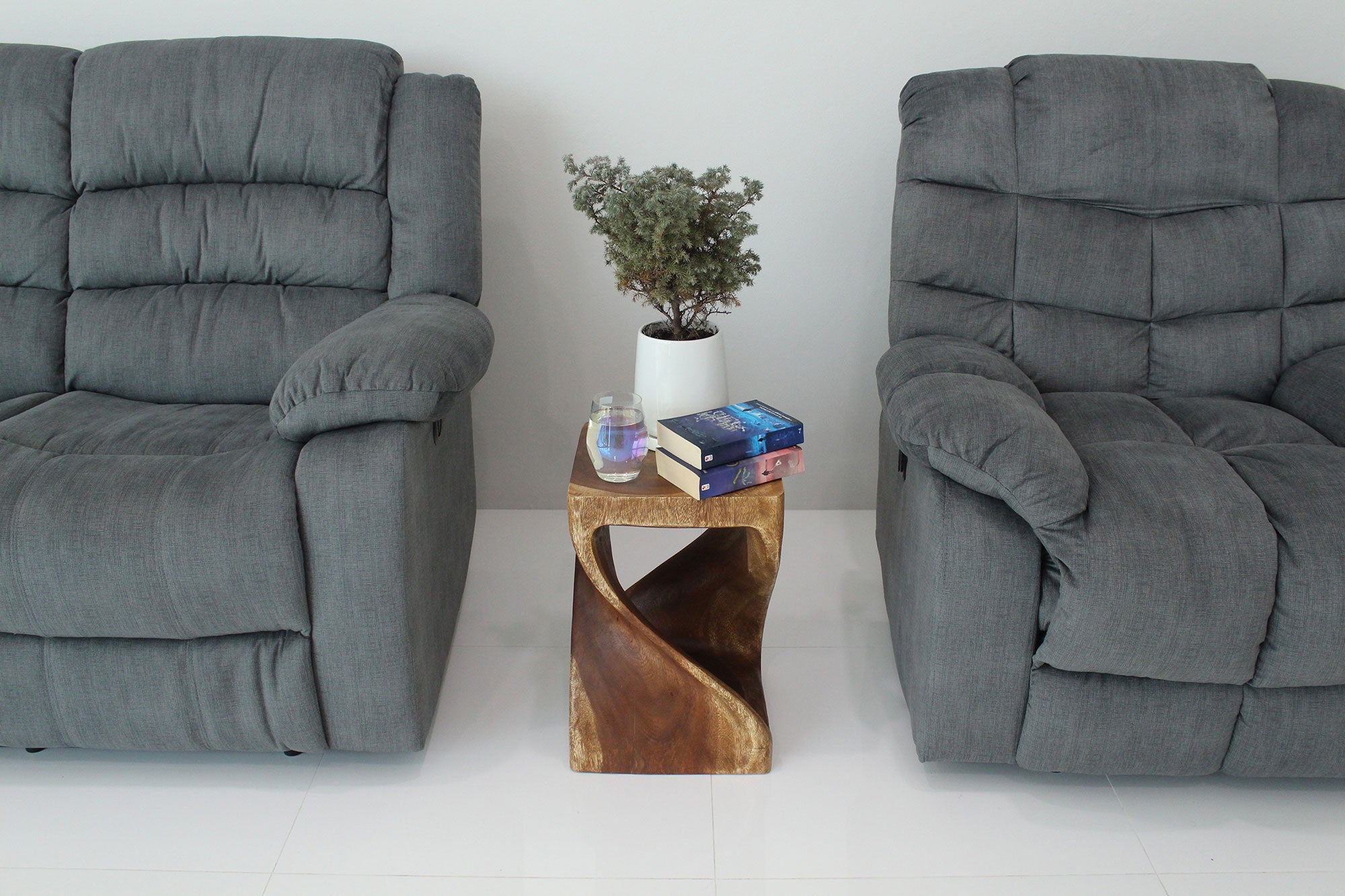 Luma Square Twisted End Table 12 in SQ x 18 in H Walnut