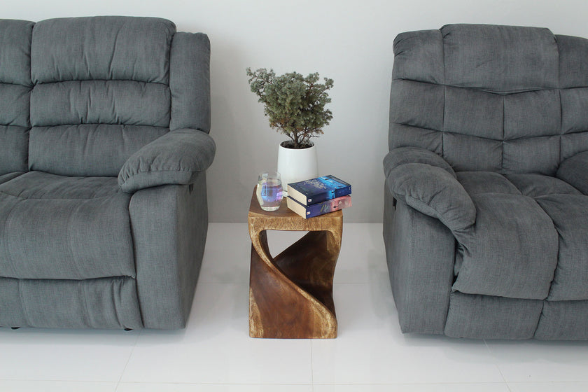 Luma Square Twisted End Table 12 in SQ x 18 in H Walnut