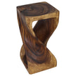 Luma Square Twisted End Table 12 in SQ x 23 in H Walnut