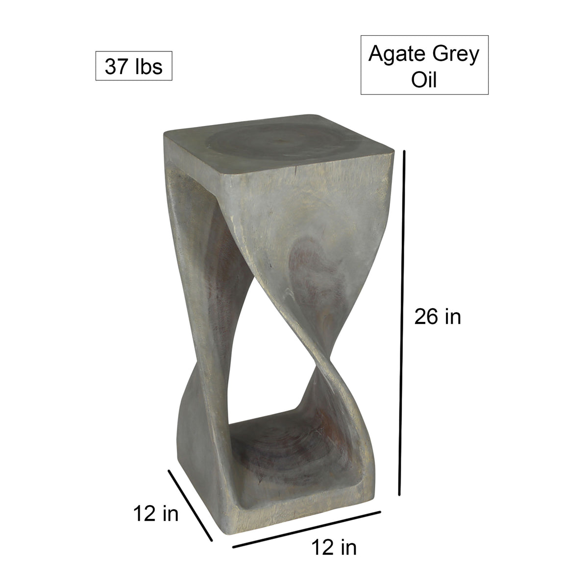 The Luma Square Twist End Table 12 in Sq