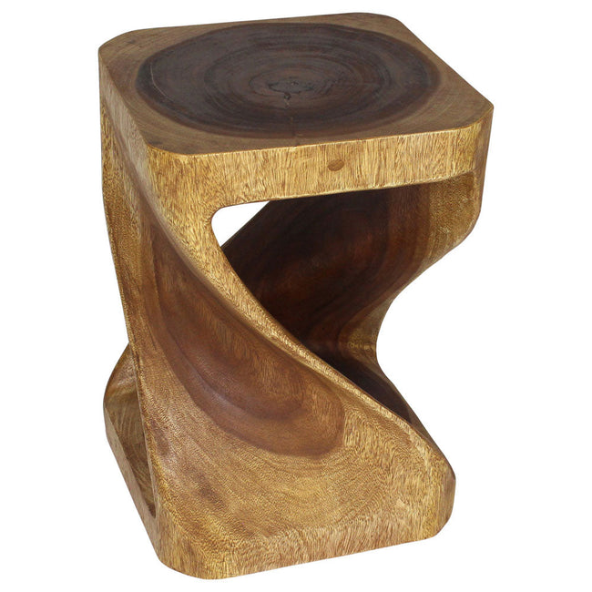 The Luma Square Twisted Solid Wood End Table 14 in SQ x 20 in H Walnut
