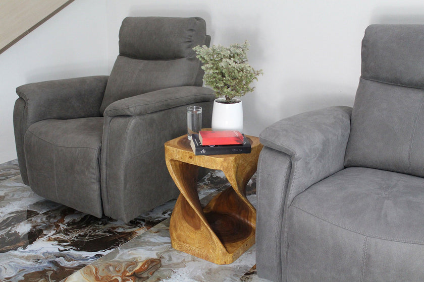 The Luma Square Twisted Solid Wood End Table 14 in SQ x 20 in H Walnut