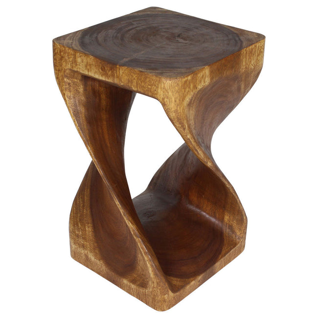The Luma Square Twisted Solid Wood End Table 14 in SQ x 23 in H Walnut