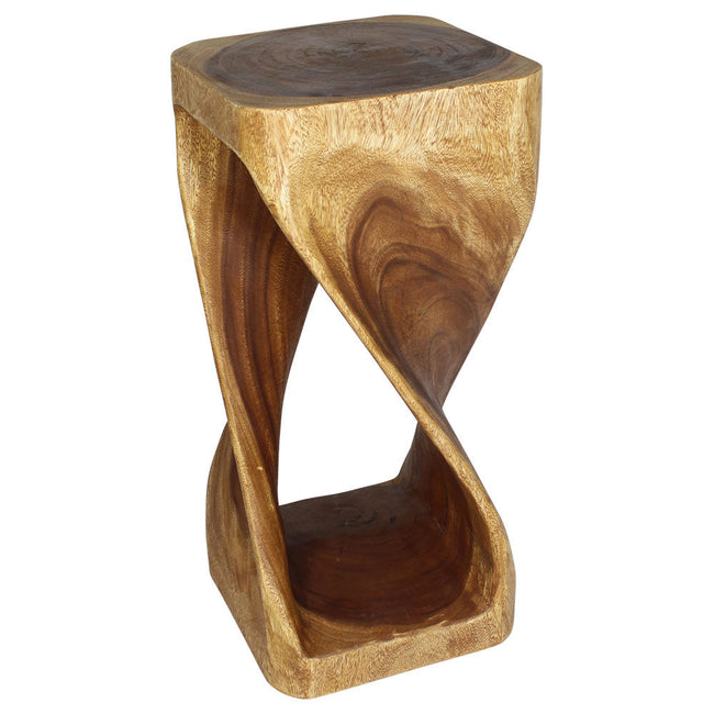 The Luma Square Twisted Solid Wood End Table 14 in SQ x 30 in H Walnut
