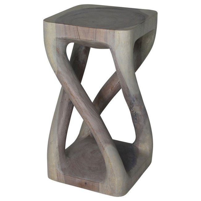 The Alora Solid Vine Twisted End Table 12 x 12 x 22 in H Grey