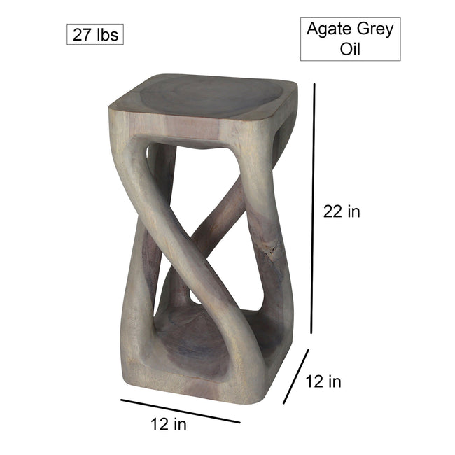 The Alora Solid Vine Twisted End Table 12 x 12 x 22 in H Grey