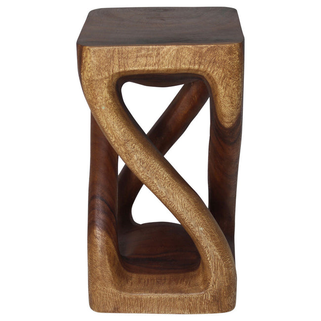 The Alora Solid Vine Twisted End Table 12 x 12 x 22 in H Walnut