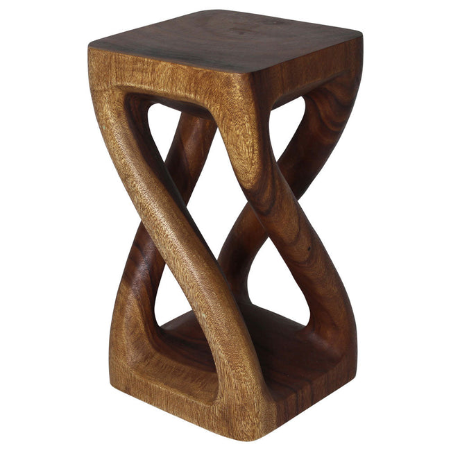 The Alora Solid Vine Twisted End Table 12 x 12 x 22 in H Walnut