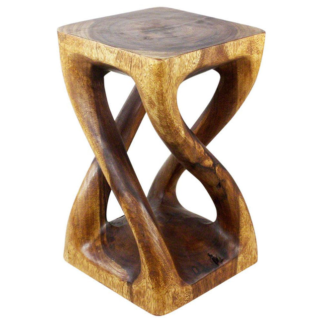 The Alora Solid Vine Twisted End Table 14 x 14 x 23 in H Walnut
