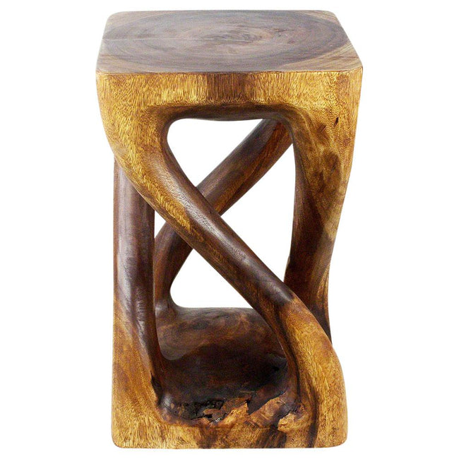 The Alora Solid Vine Twisted End Table 14 x 14 x 23 in H Walnut