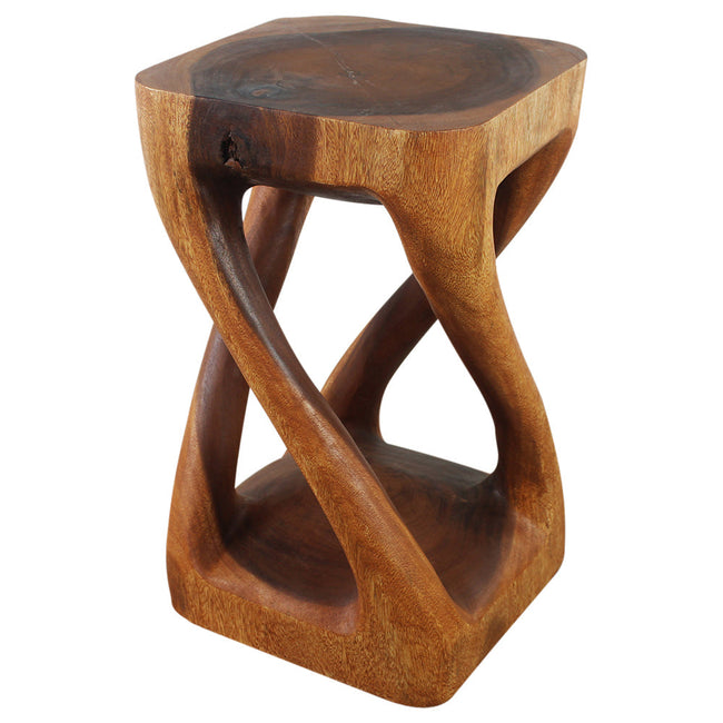 The Alora Solid Vine Twisted End Table 14 x 14 x 23 in H Cherry
