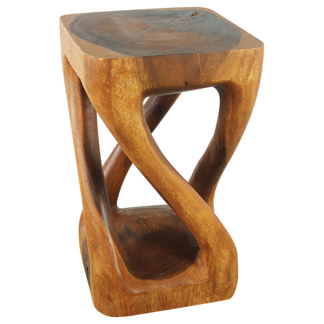 The Alora Solid Vine Twisted End Table 14 x 14 x 23 in H Cherry