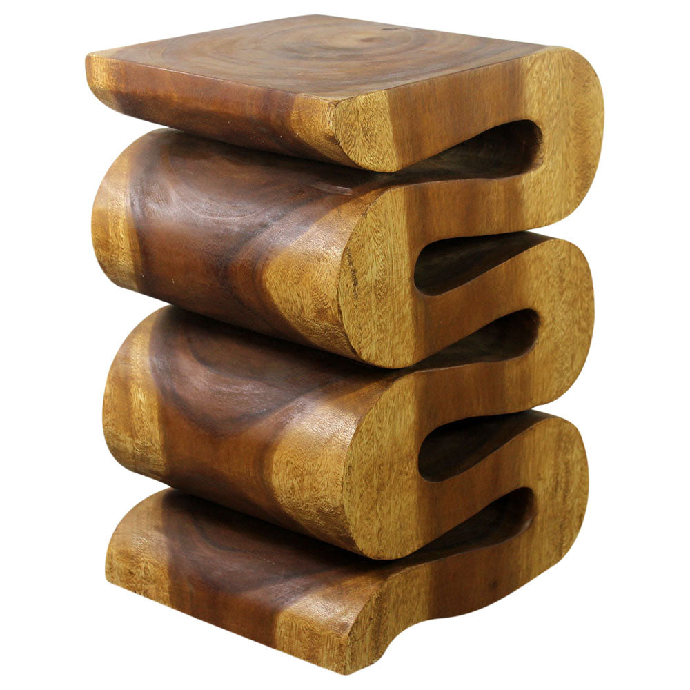 Talen Snake Twist End Table 12 x 14 x 20 in H Oak